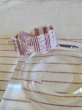 Handcrafted Pink Beaded Macrame Bracelet